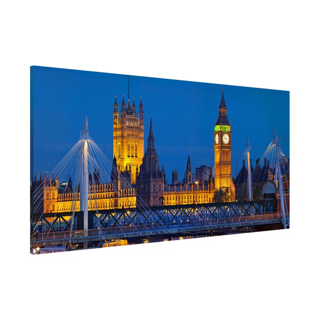 Lavagna magnetica per ufficio Big Ben e Westminster Palace a Londra di notte