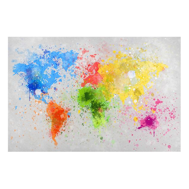 Lavagna magnetica - Colorful paint splatter world map - Formato orizzontale 2:3