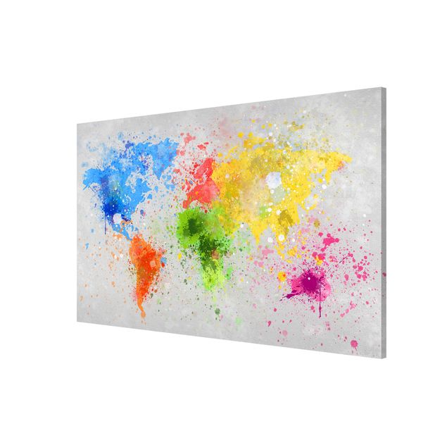 Lavagna magnetica - Colorful paint splatter world map - Formato orizzontale 2:3