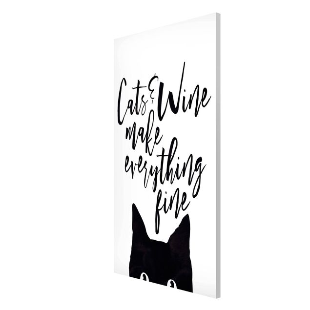 Lavagna magnetica bianco Gatti e vino fanno bene a tutto