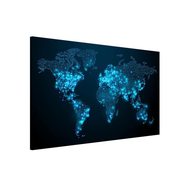 Lavagna magnetica per ufficio Mondo connesso - Mappa del mondo