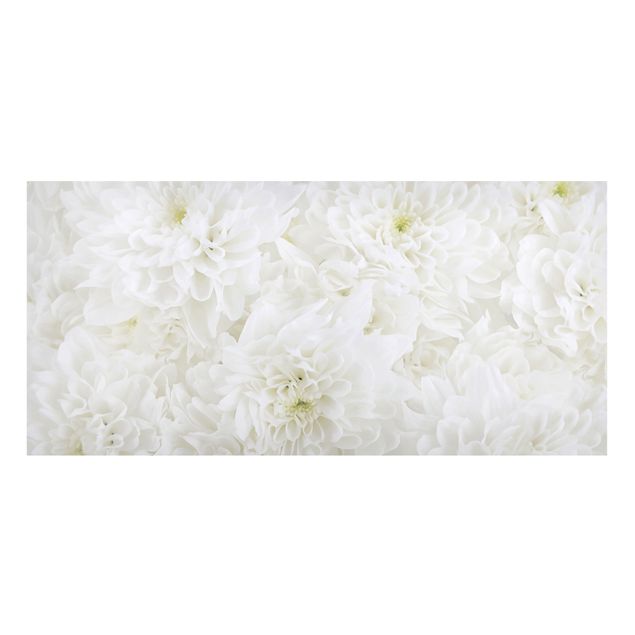 Lavagna magnetica - Dahlias Flower Sea White - Panorama formato orizzontale