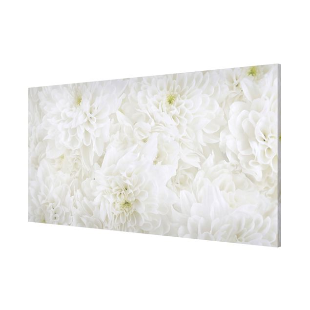 Lavagna magnetica - Dahlias Flower Sea White - Panorama formato orizzontale