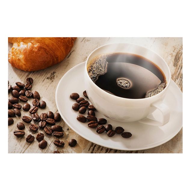 Lavagna magnetica - Steaming Coffee Cup With Coffee Beans - Formato orizzontale 3:2