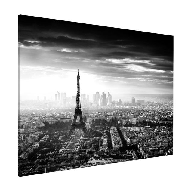 Lavagna magnetica per ufficio La Torre Eiffel dall'alto in bianco e nero