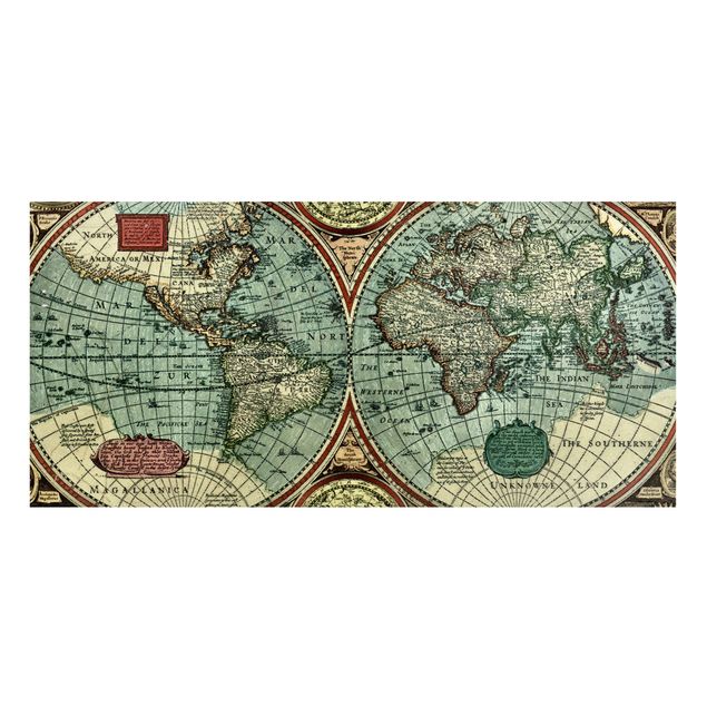 Lavagna magnetica - Worldmap Old World - Panorama formato orizzontale