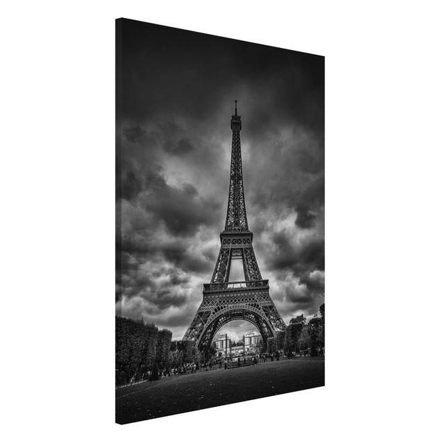 Lavagna magnetica per ufficio Torre Eiffel davanti alle nuvole in bianco e nero