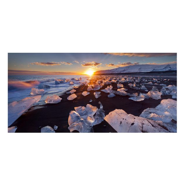Lavagna magnetica - Chunks Of Ice On The Beach Iceland - Panorama formato orizzontale