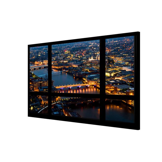 Lavagna magnetica - Window View Of London'S Skyline With Bridges - Formato orizzontale