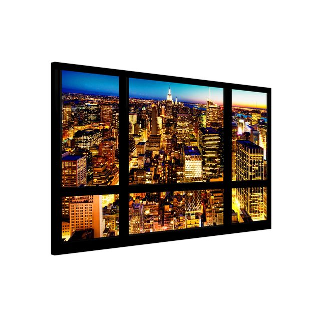 Lavagna magnetica per ufficio Vista finestra New York di notte