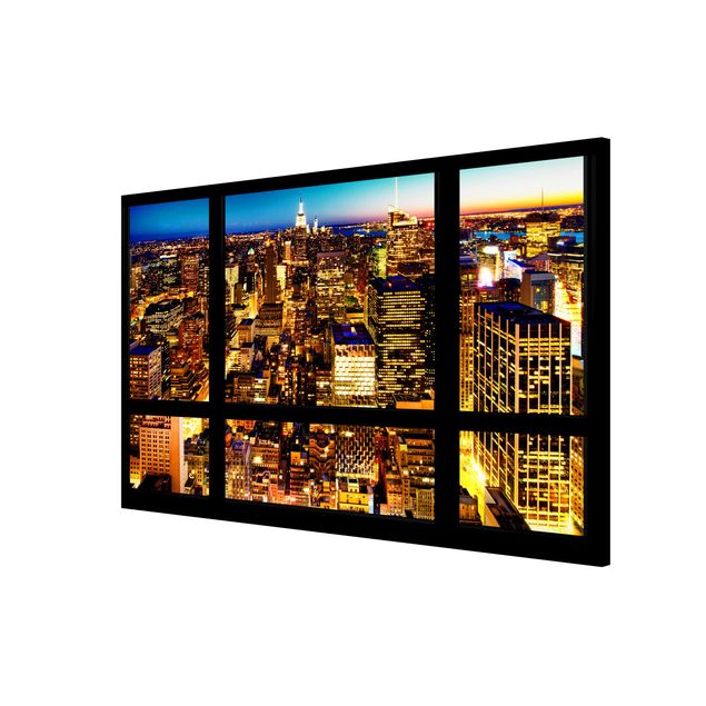 Lavagna magnetica - Windows Overlooking New York At Night - Formato orizzontale