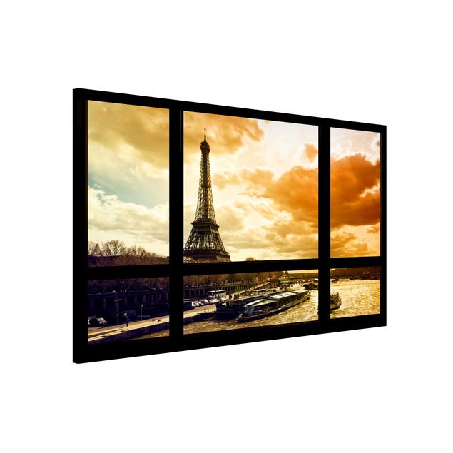 Lavagna magnetica per ufficio Vista dalla finestra - Parigi Torre Eiffel al tramonto
