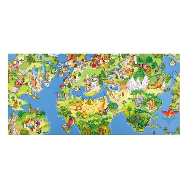 Lavagna magnetica - Great And Funny Worldmap - Panorama formato orizzontale