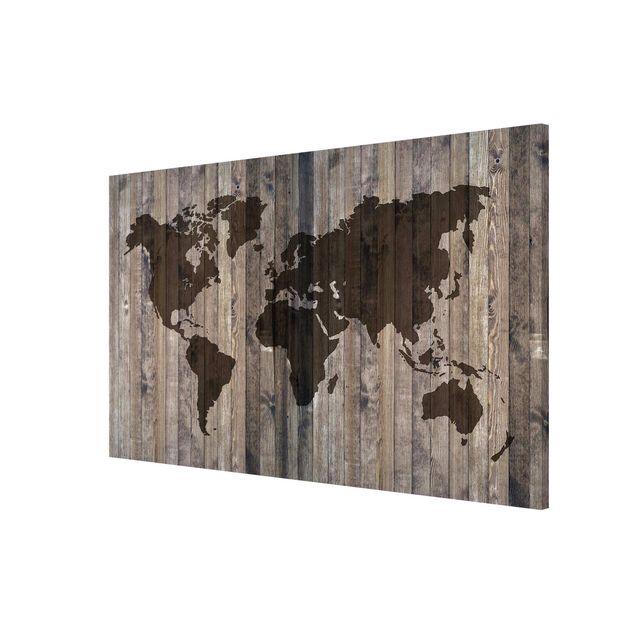 Lavagna magnetica - Wood World Map - Formato orizzontale 3:2