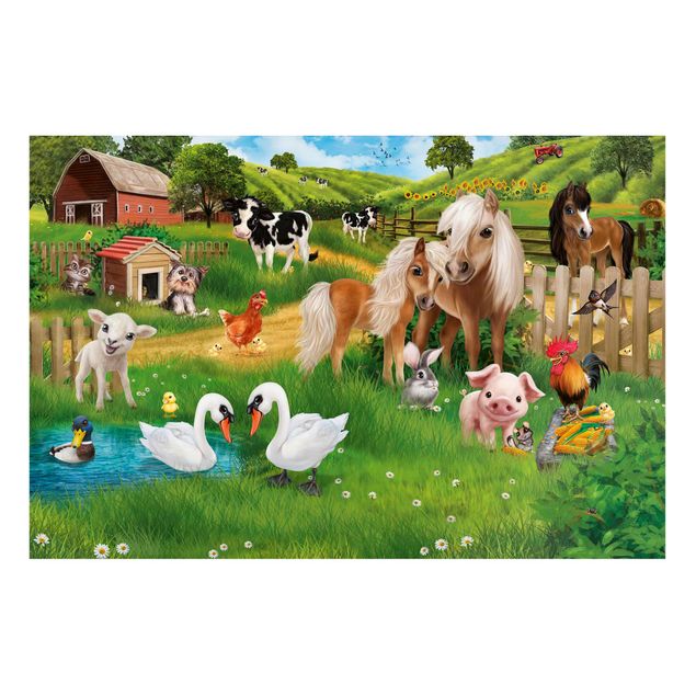 Lavagna magnetica per bambini - Animal Club International - Animali nella fattoria - Formato orizzontale 3:2