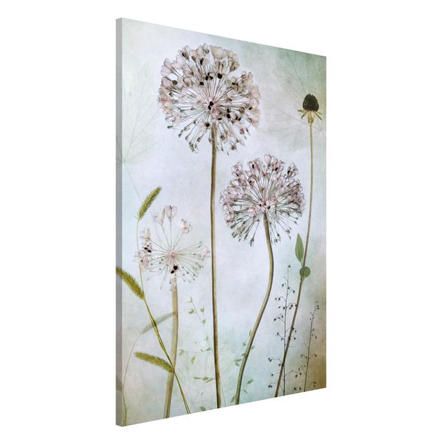 Lavagna magnetica - fiori Allium a pastello - Formato verticale 2:3
