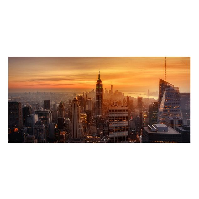 Lavagna magnetica - Manhattan Skyline Evening - Panorama formato orizzontale