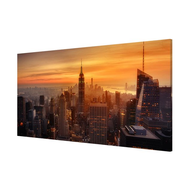 Lavagna magnetica - Manhattan Skyline Evening - Panorama formato orizzontale
