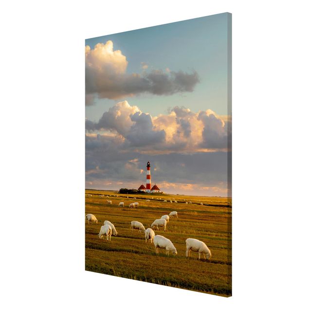 Lavagna magnetica - North Sea Lighthouse With Sheep Herd - Formato verticale 4:3