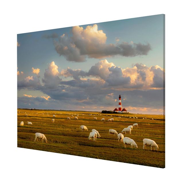 Lavagna magnetica - North Sea Lighthouse With Sheep Herd - Formato orizzontale 3:4