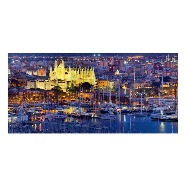 Lavagna magnetica - Palma De Mallorca City Skyline And Harbor - Panorama formato orizzontale