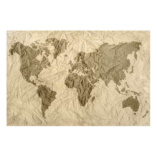 Lavagna magnetica - Paper World Map Beige Brown - Formato orizzontale 3:2
