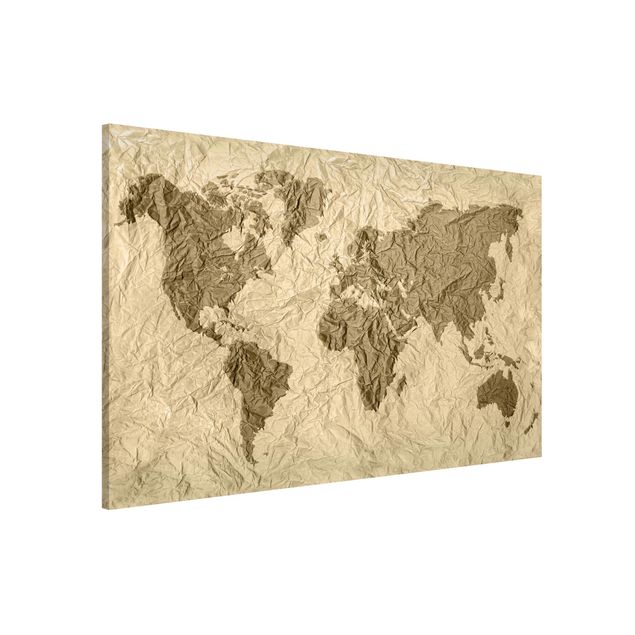 Lavagna magnetica - Paper World Map Beige Brown - Formato orizzontale 3:2