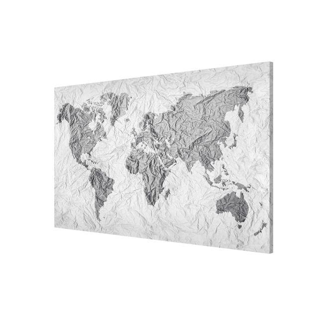 Lavagna magnetica - Paper World Map White Gray - Formato orizzontale 3:2