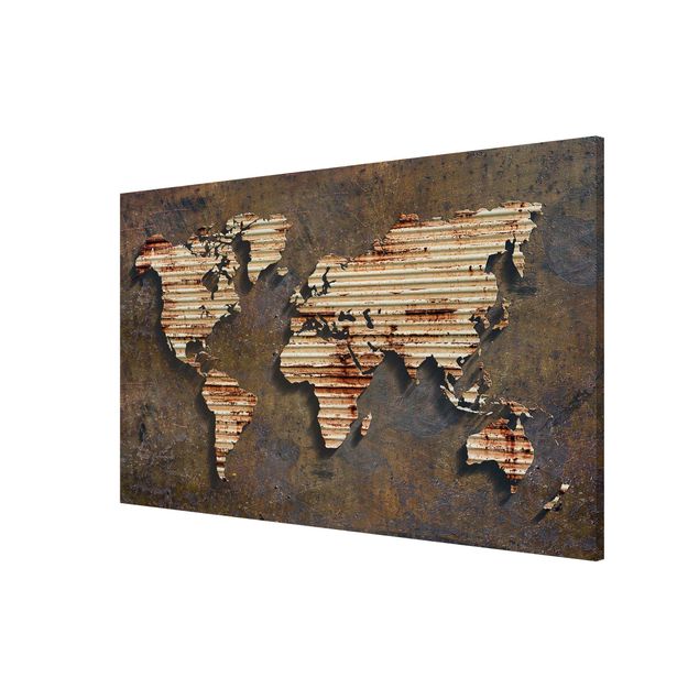 Lavagna magnetica - Stainless World Map - Formato orizzontale 3:2