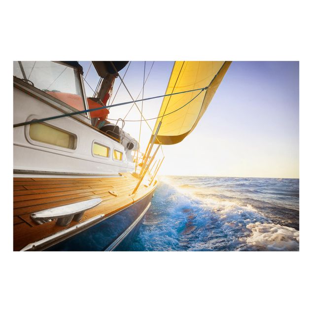Lavagna magnetica - Sailboat On Blue Sea In Sunshine - Panorama formato orizzontale