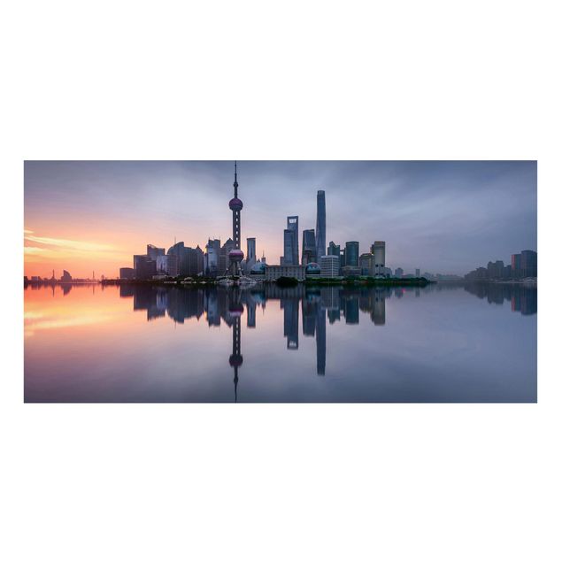 Lavagna magnetica - Skyline di Shanghai Mattina Mood - Panorama formato orizzontale