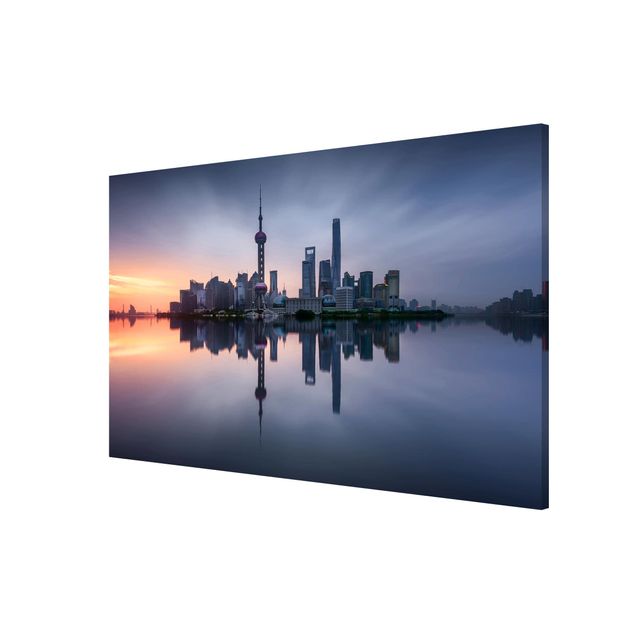 Lavagna magnetica - Skyline di Shanghai Mattina Mood - Formato orizzontale 3:2