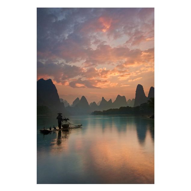 Lavagna magnetica - Alba sul fiume cinese - Formato verticale 2:3