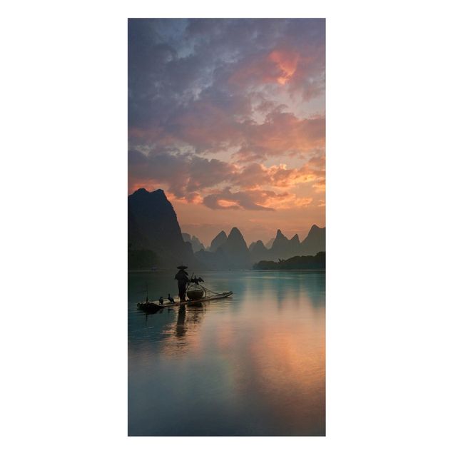 Lavagna magnetica - Alba sul fiume cinese - Panorama formato verticale