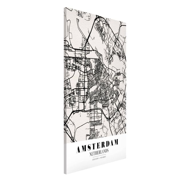 Lavagna magnetica nero Mappa della città di Amsterdam - Classica