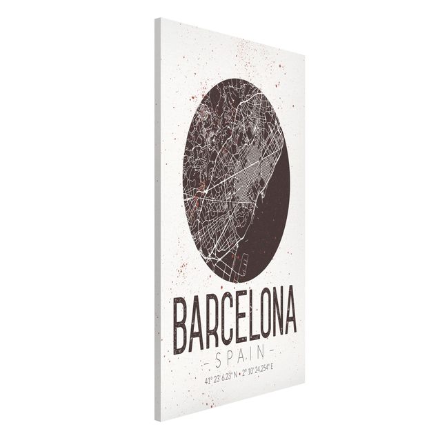 Lavagna magnetica per ufficio Mappa della città di Barcellona - Retrò