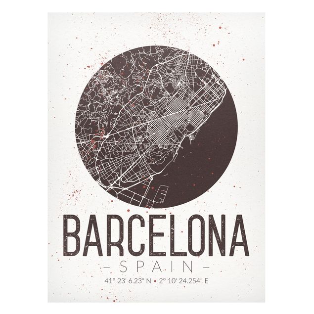 Lavagna magnetica - Barcelona City Map - Retro - Formato verticale 4:3