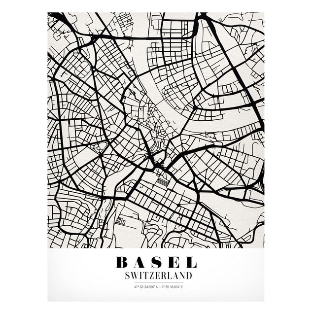 Lavagna magnetica - Basel City Map - Classic - Formato verticale 4:3