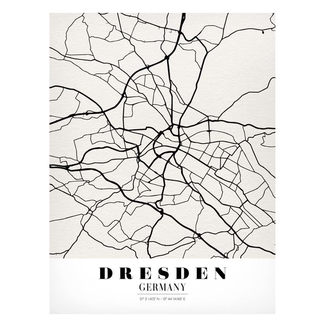 Lavagna magnetica nero Mappa di Dresda - Classica