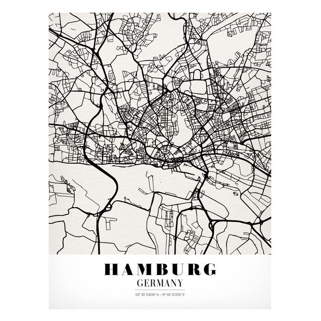 Lavagna magnetica - Hamburg City Map - Classic - Formato verticale 4:3
