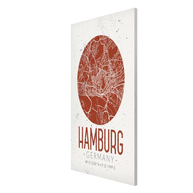 Lavagna magnetica - Hamburg City Map - Retro - Formato verticale 4:3