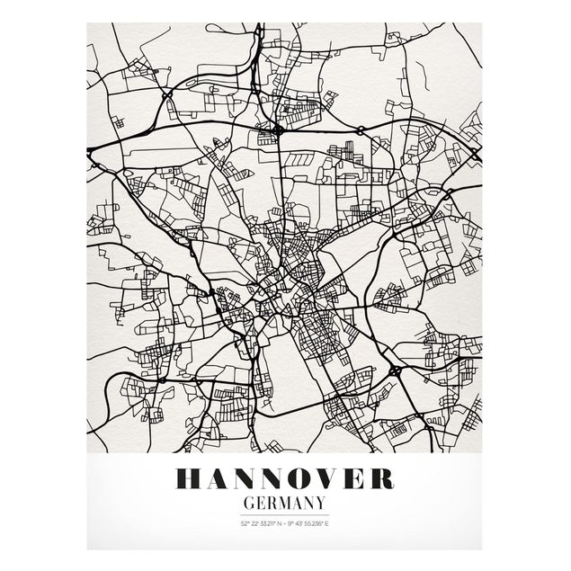 Lavagna magnetica nero Mappa di Hannover - Classica