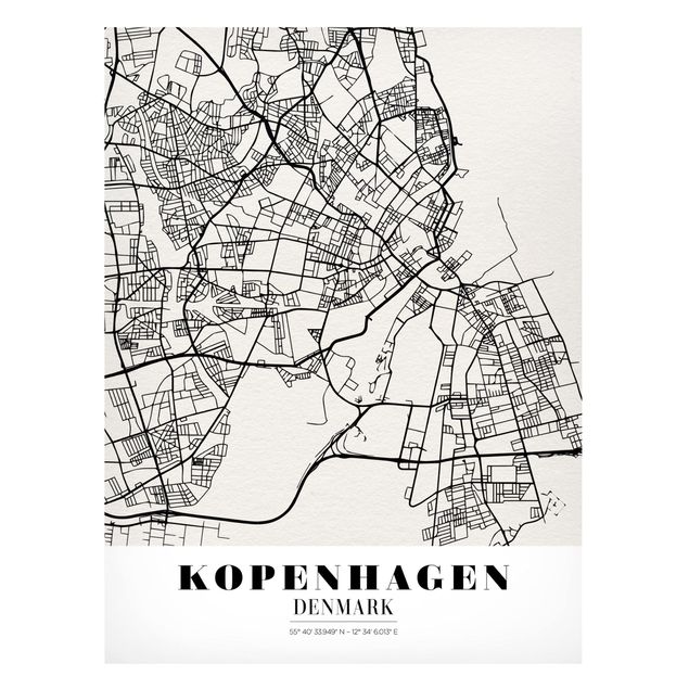 Lavagna magnetica nero Mappa di Copenaghen - Classica
