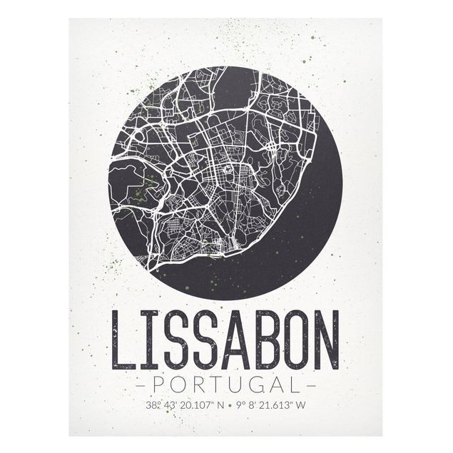 Lavagna magnetica - Lisbon City Map - Retro - Formato verticale 4:3
