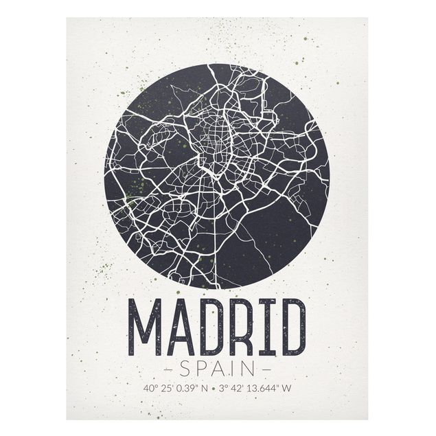 Lavagna magnetica - Madrid City Map - Retro - Formato verticale 4:3