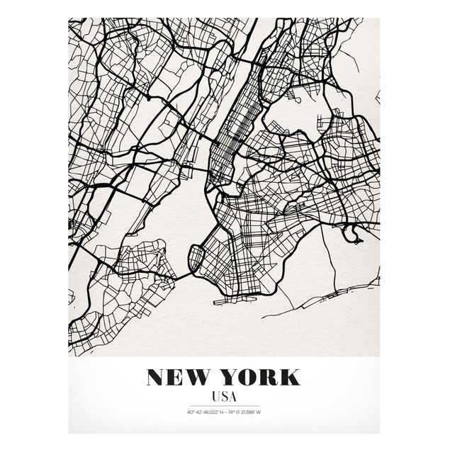 Lavagna magnetica nero Mappa di New York - Classica