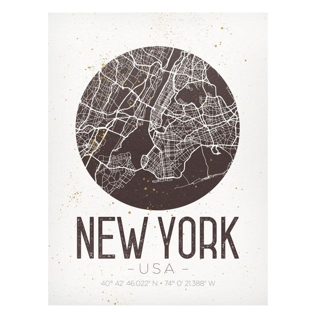 Lavagna magnetica - New York City Map - Retro - Formato verticale 4:3