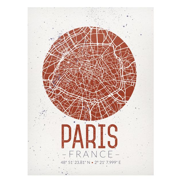 Lavagna magnetica - Paris City Map - Retro - Formato verticale 4:3