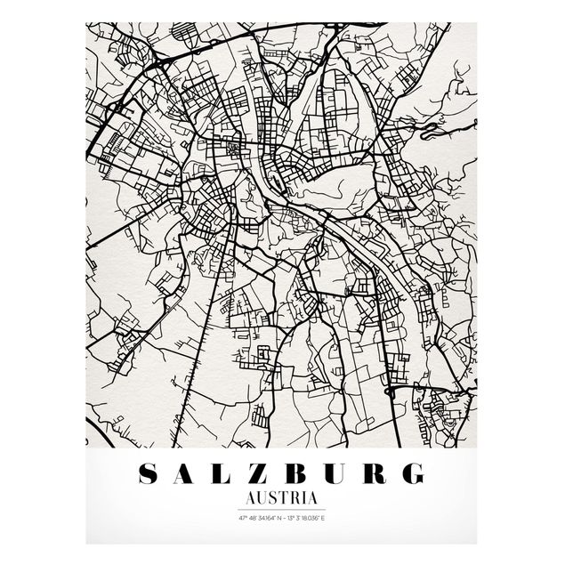 Lavagna magnetica nero Mappa di Salisburgo - Classica