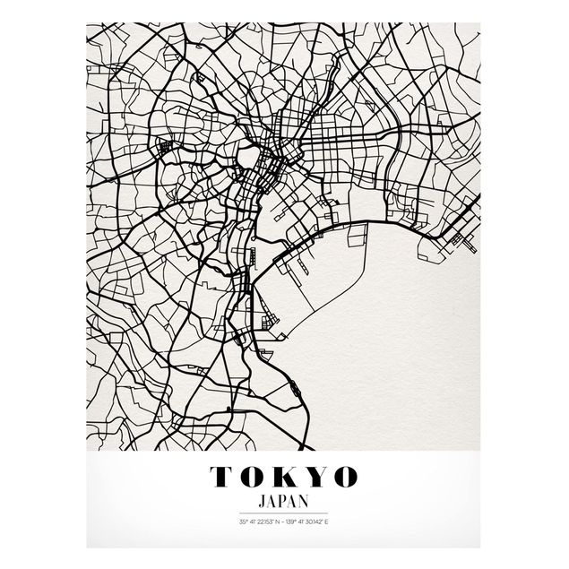 Lavagna magnetica nero Mappa di Tokyo - Classica